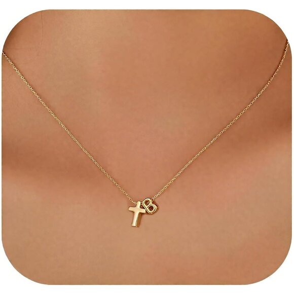 Waterproof 14K Gold Initial Necklace with Adjustable Chain - Elegant & Stylish - Picture 1 of 9